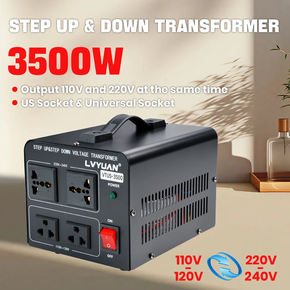 Transformador de Voltaje LVYUAN 700W/3600W/6000W, Convertidor de CA de 110V a 220V o de 220V a 110V, Cable de Alimentación Estándar de EE. UU.