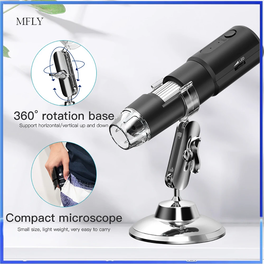 WiFi USB Digital Handheld Microscope 50-1000x Wireless Magnification Endoscope Camera with Metal Stand for iPad Android PC