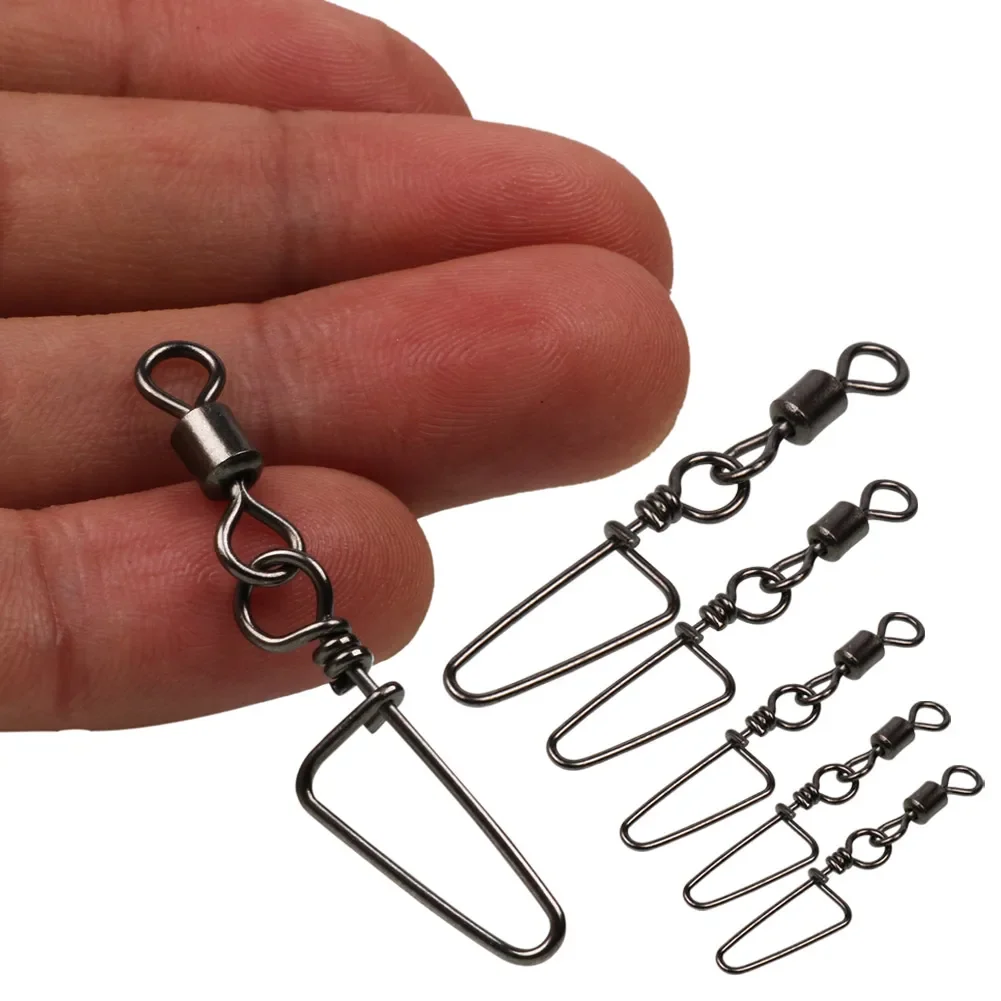 Sougayilang 50PCS Stainless Steel Fishing Connector Pin Bearing Rolling Swivel Snap Pins Fishing Tackle Accessor