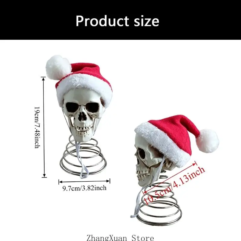 Totenkopf-Weihnachtsmannmütze-Ornament für Weihnachtsbaumspitze und Raumstil 3XUF – Detail 6