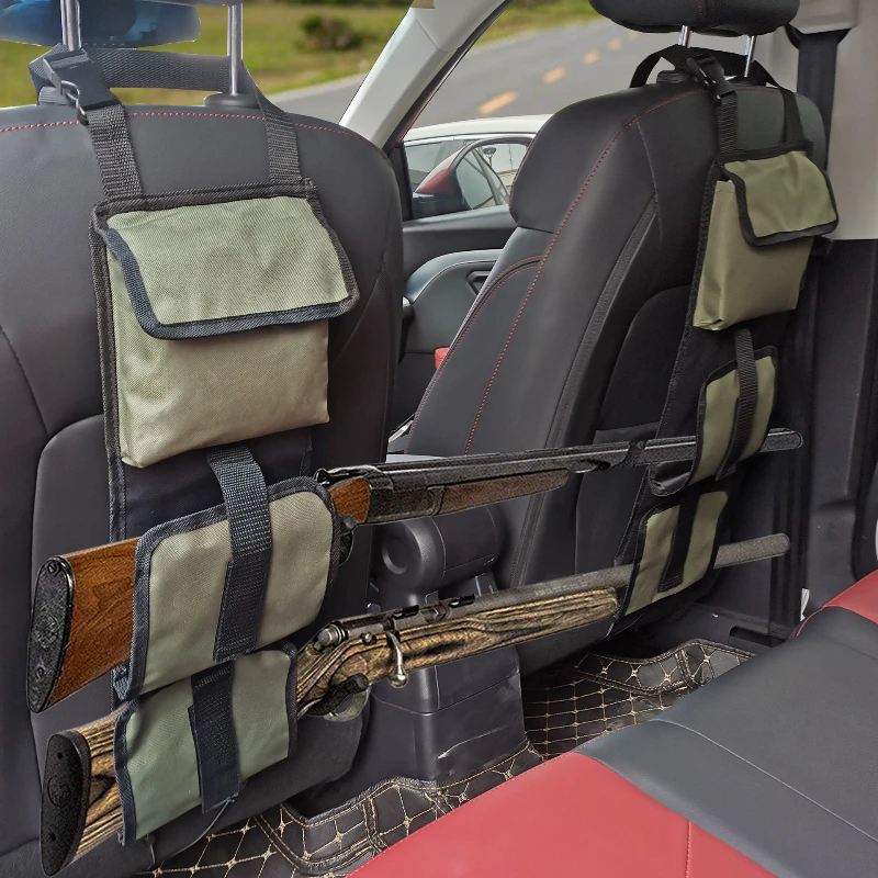 Vehicle Back Seat Organizer Rifle Gun Shotgun Rack Sling Holster Interior Storage for Car Auto Pickup Truck With Pockets