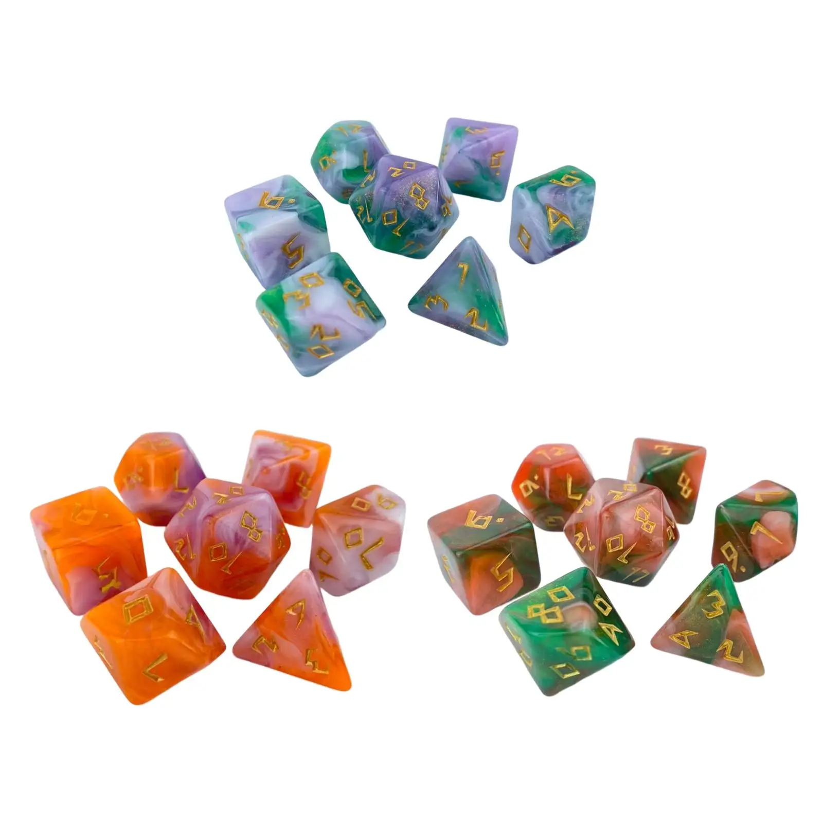 

7 Pieces Polyhedral Dice, Role Playing Dice Acrylic Gaming Dice Multi Sided