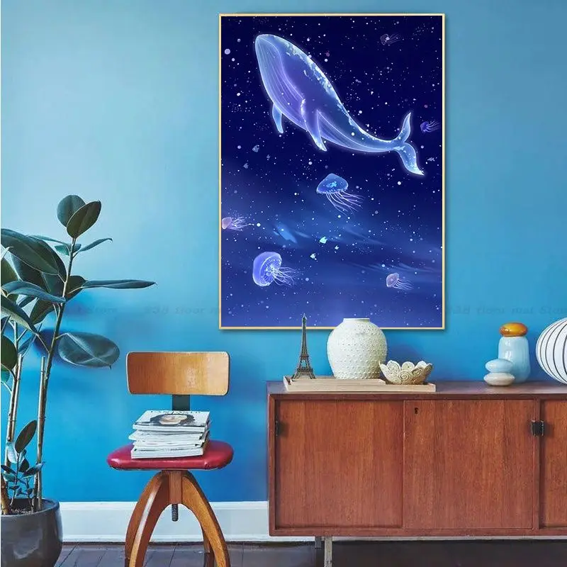 Anime Whale Vintage Posters Sticky Whitepaper Prints Posters Artwork Stickers Wall Painting