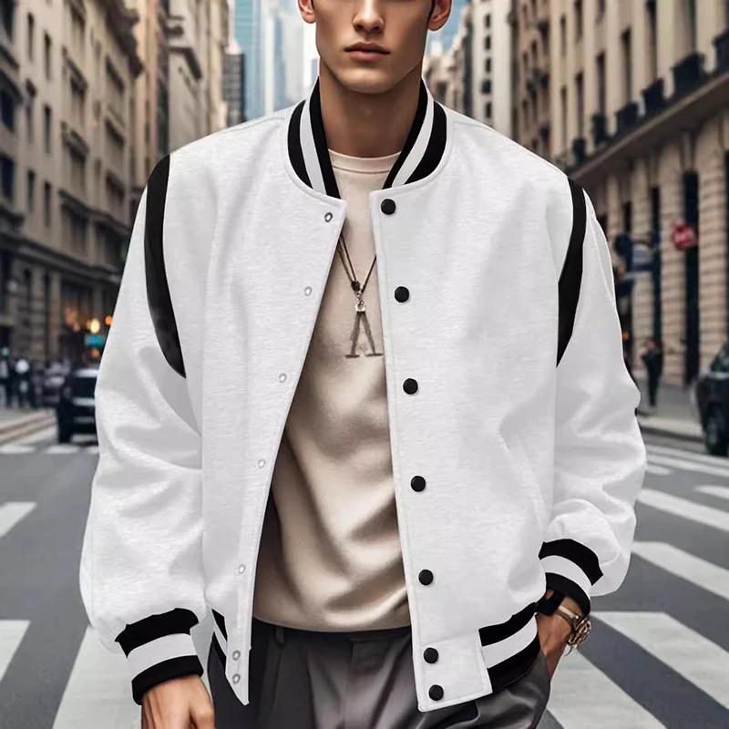 

Autumn Winter Business Long Sleeve Mens Cardigans Sweatshirts Casual Splice Button Pocket Baseball Jacket Coat Men Clothing Tops