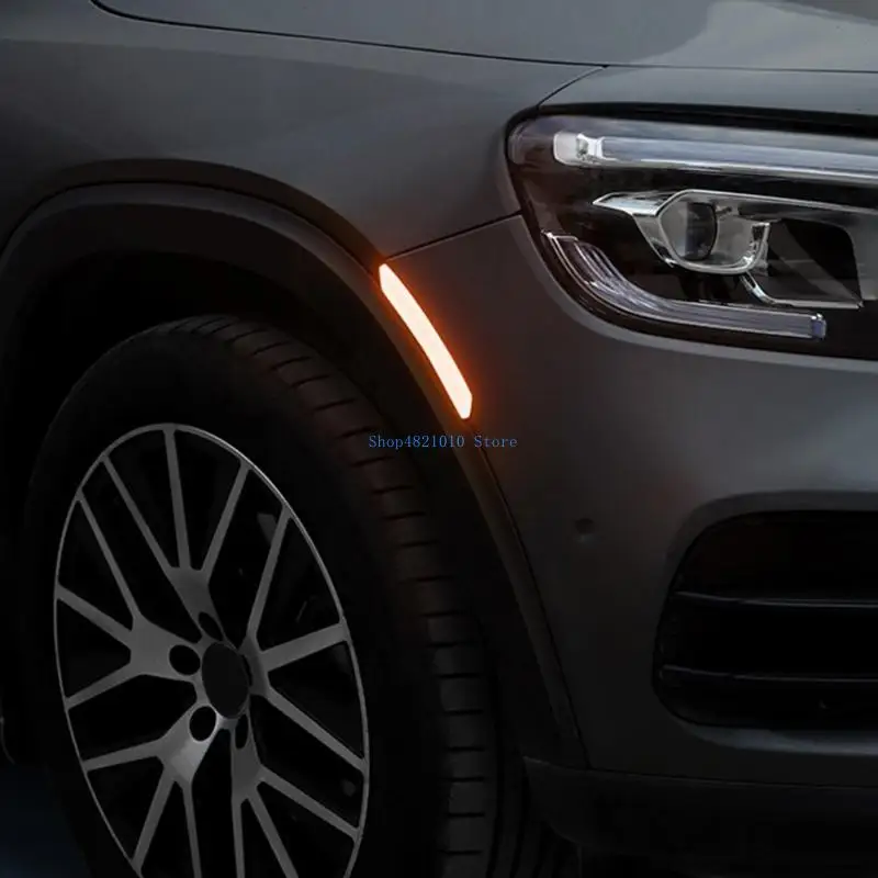 

T3LF 2pcs Auto Reflector Stickers Car Side Marker Sticker Car Accessories Reflective Trim Car Wheel Eyebrow Stickers Decal