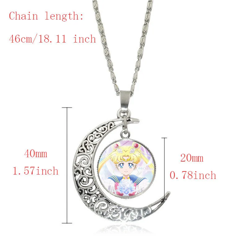 Sailor Moon necklace accessories women's versatile silver hollow moon pendant anime merchandise