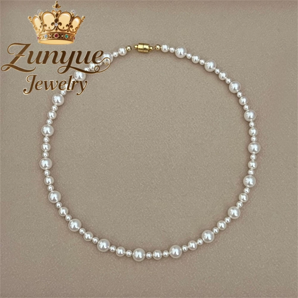 

Pearl Necklace With Light Luxury And High - End Feel Versatile Collarbone Chain New Chinese - Style Beaded Neckchain Charms Eleg