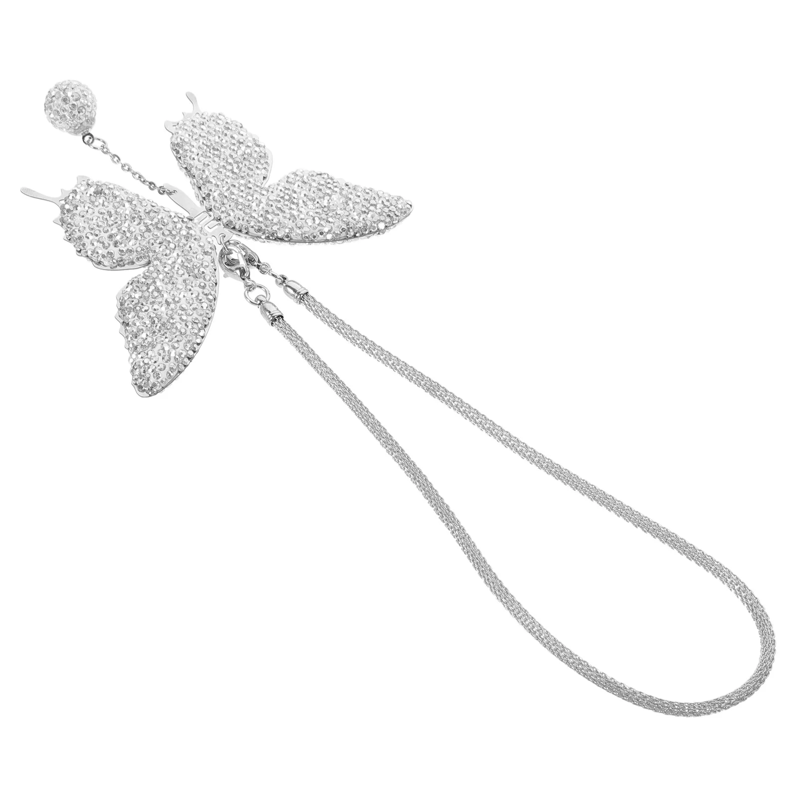 

Rearview Mirror Pendant Stainless Steel Rhinestone Clay Car Hanging Ornament Durable Easy Install Interior