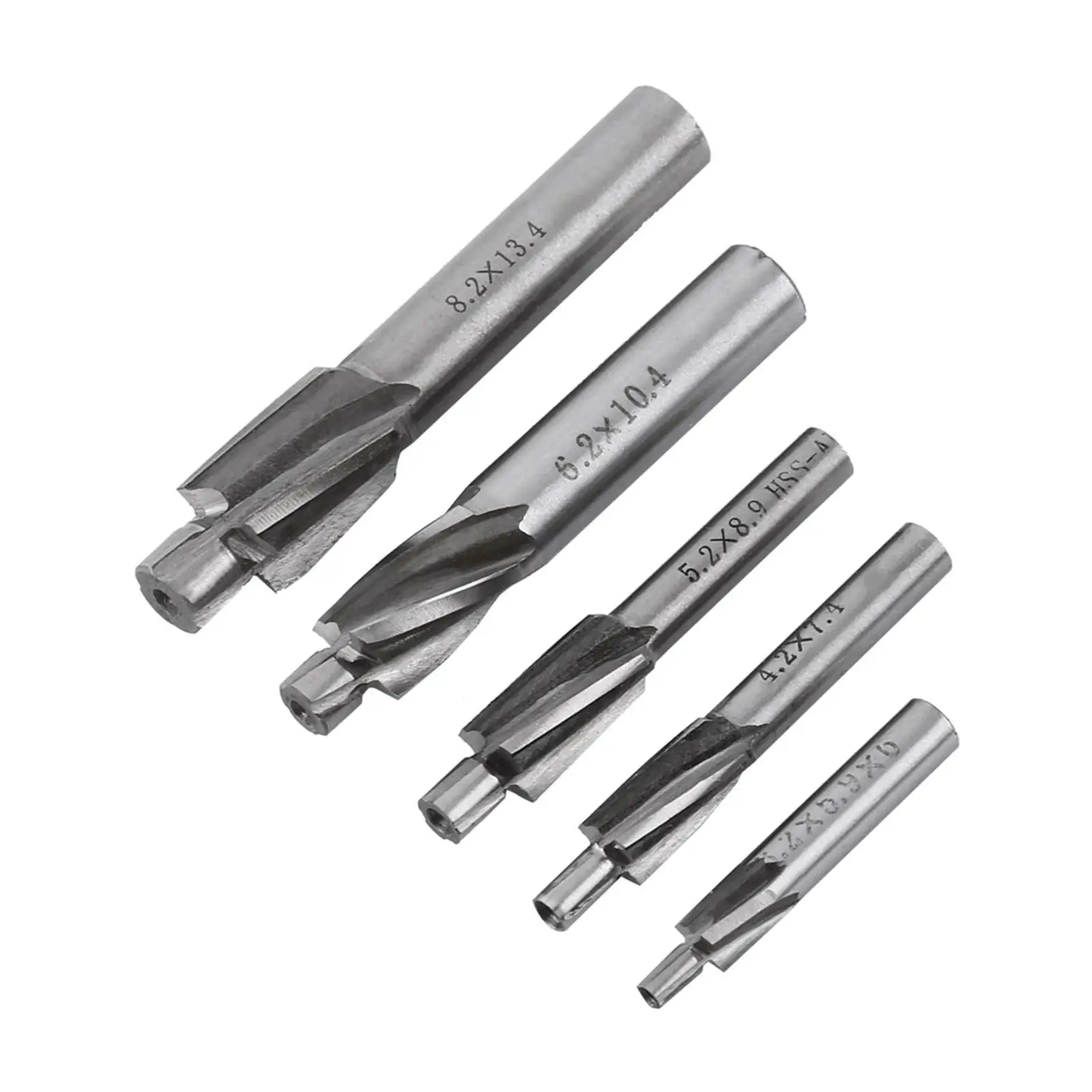 5개 M3-M8 슬롯형 카운터보어 엔드밀 - 솔리드 카운터싱크 드릴 비트