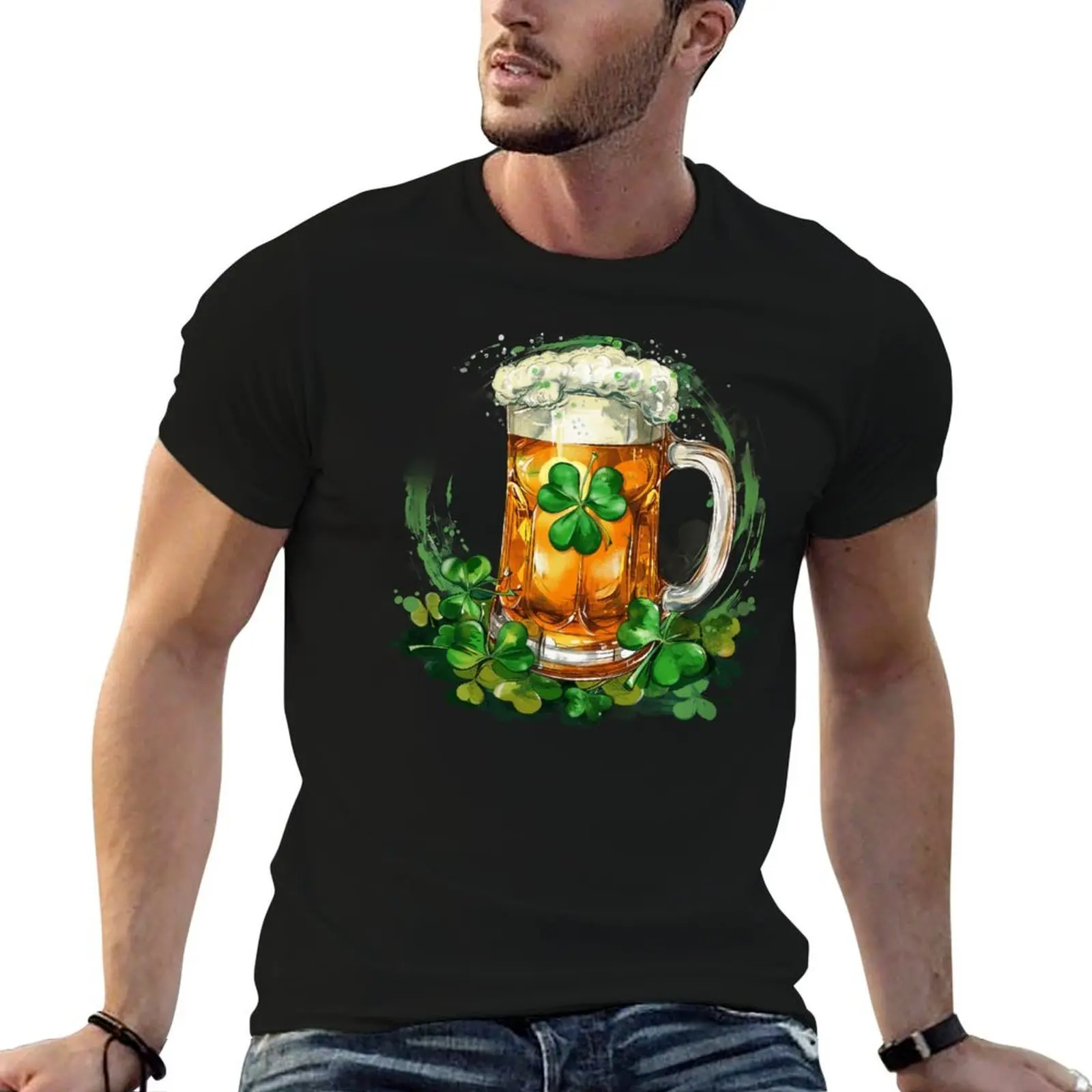 

t with colors flag prints man summer Patrick's shirt Day, t Saint Irish T-Shirt shirts