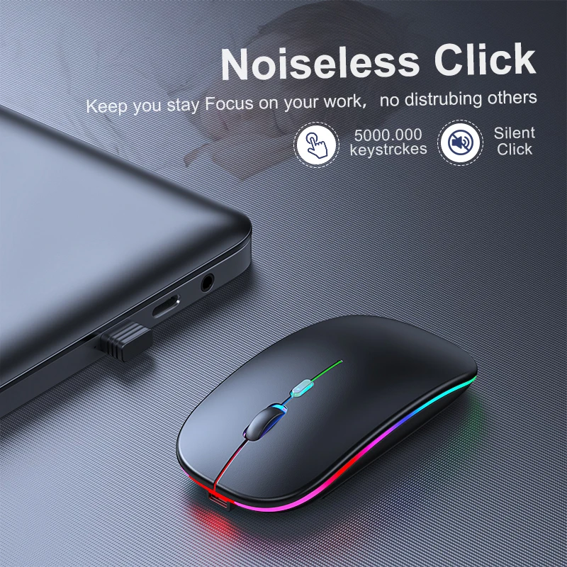 Wireless Mouse RGB Bluetooth Computer Mouse Gaming Silent Rechargeable Ergonomic Mause With LED Backlit USB Mice For PC Laptop