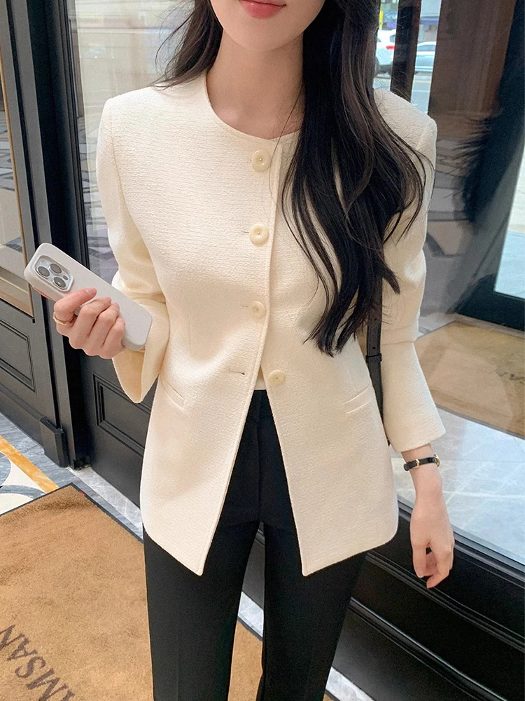 Slim Fit ort Wollmantel Damen SLE Single Button Keted Taille-Cinching Faionable Herbst Oberbekleidung Koreanischer Straight Cut