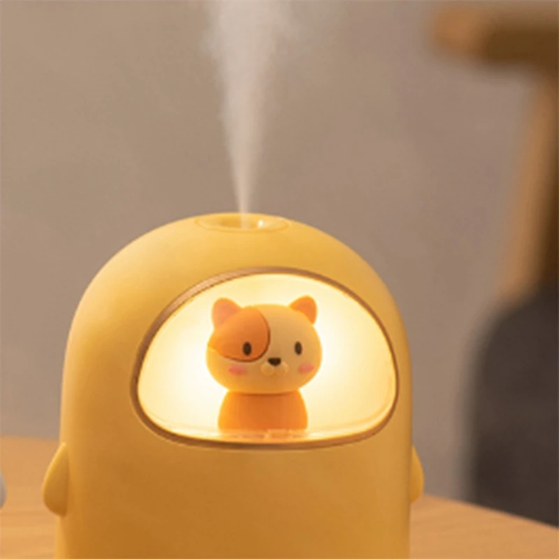 Humidificador USB Space Cat, Mini lámpara de ambiente de dibujos animados, pulverizador silencioso, aire acondicionado, humidificador de agua para habitación