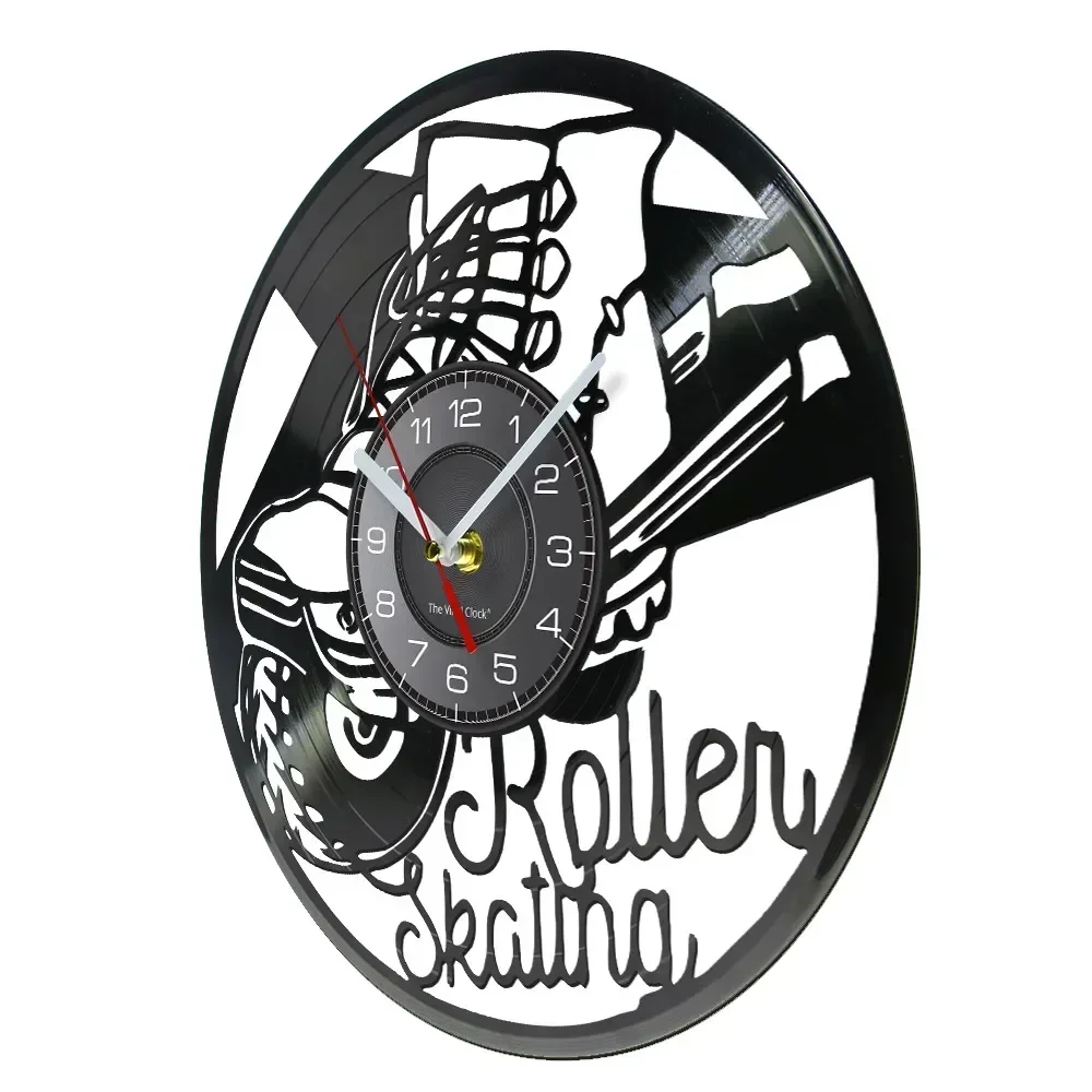 Roller Skating Ice Skate Vinyl Album Record Clock Freestyle Skiing Skater Sport Home Decor Roller Derby Disk Crafts Silent Watch