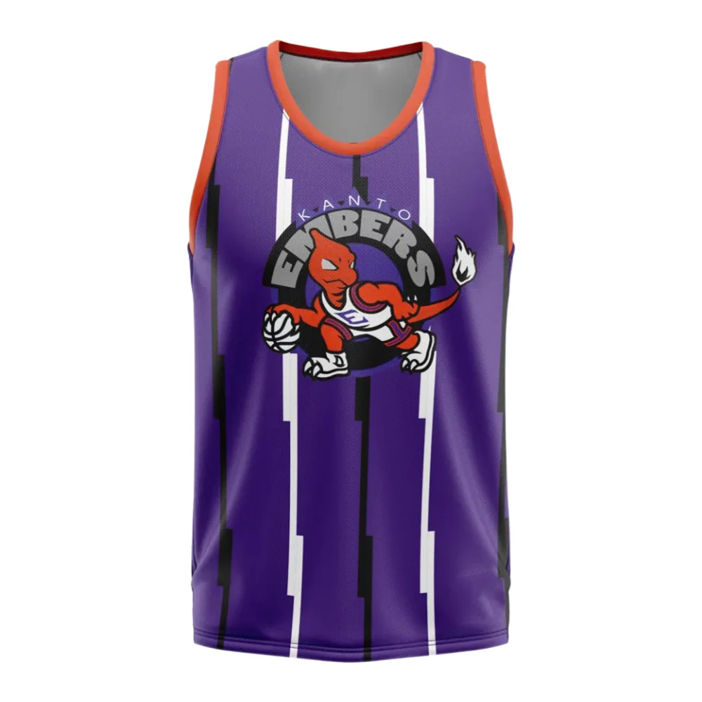 Camiseta de Baloncesto Bandai Kanto Embers Charmeleon No.15, Chaleco Deportivo de Anime para Adultos y Niños, Verano, Secado Rápido, Suave, Ligero y Cómodo