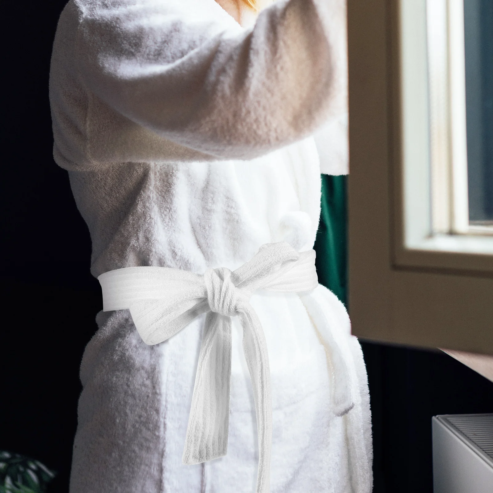 

2pcs White Thick Towel Robe Belt for Bathrobe Replacement Suitable Most Sizes Soft Wear Resistant Washable Hotel Bathrobe Belt