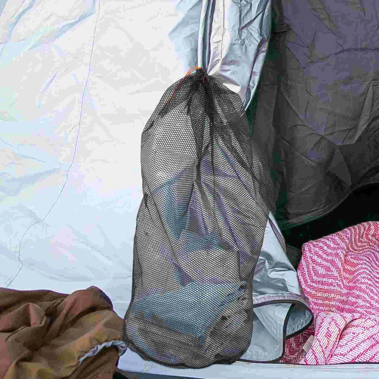 Outdoor Camping Sleeping Bag Storage Bags Backpacking Stuff Sack Travel Clothes Hexagonal Mesh Drawstring Large Storage Bag