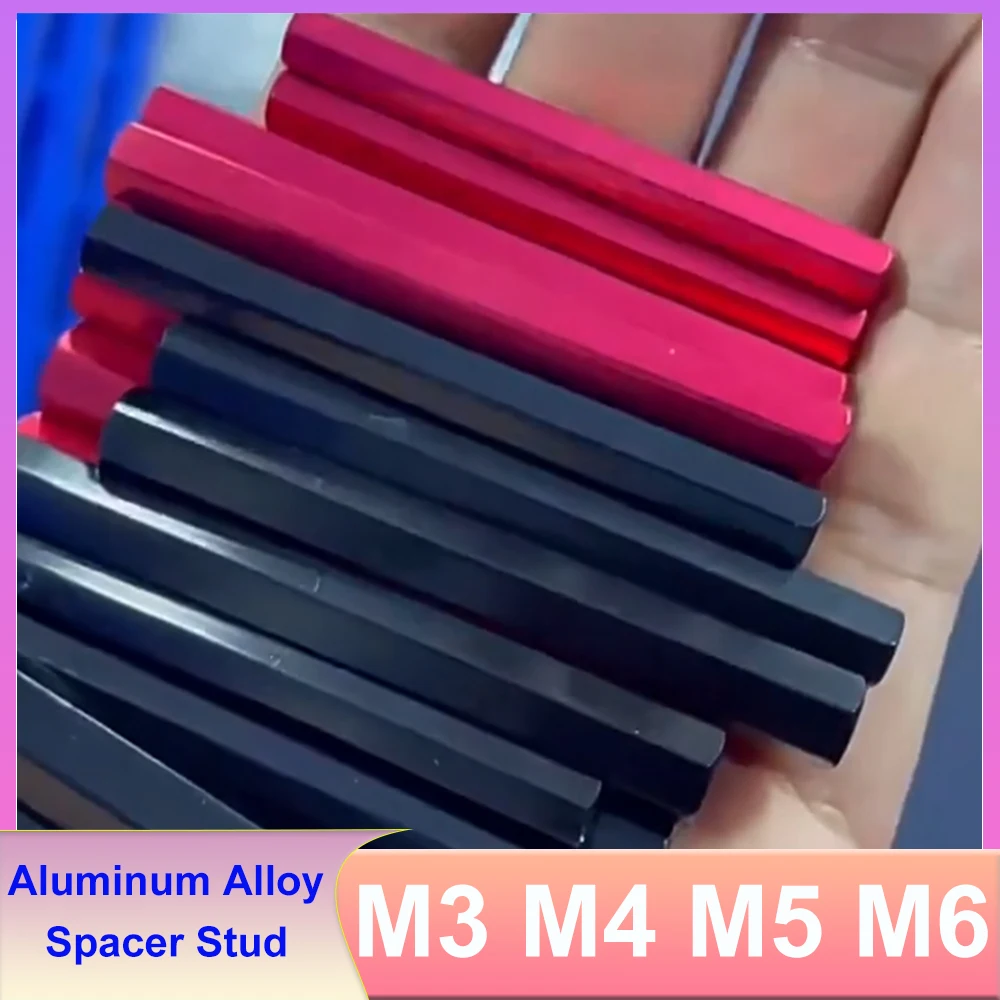 5pcs Aluminum Alloy Spacer Stud M3 M4 M5 M6 Hex Standoffs Coupling Long Nut Standoff Rods Length 10/15/20/25/30/35/40/45/50/60mm