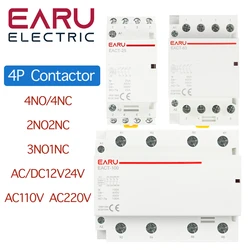 4P 16-100A AC/DC 24V 220V 50/60Hz Din Rail Household AC Modular Contactor Switch Controller 4NO 4NC 2NO 2NC DIY Smart Home Hotel