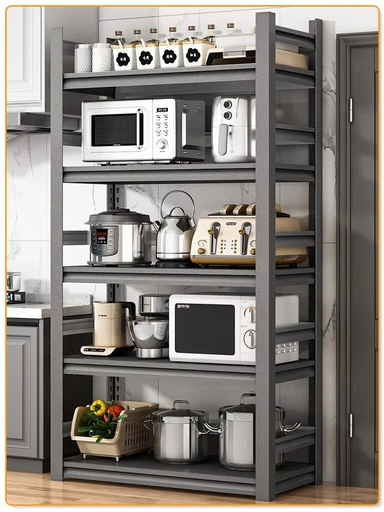 Shelf multi-layer storage shelf kitchen shelf floor  multifunctional iron rack microwave storage