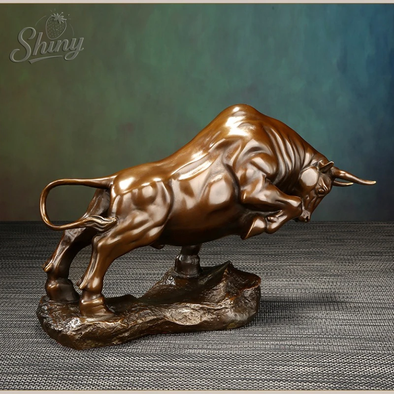 Red Copper Pioneering Ox Ornament Chinese Zodiac Ox Crafts Living Room Office Desktop Home Decorations Ornaments Gifts