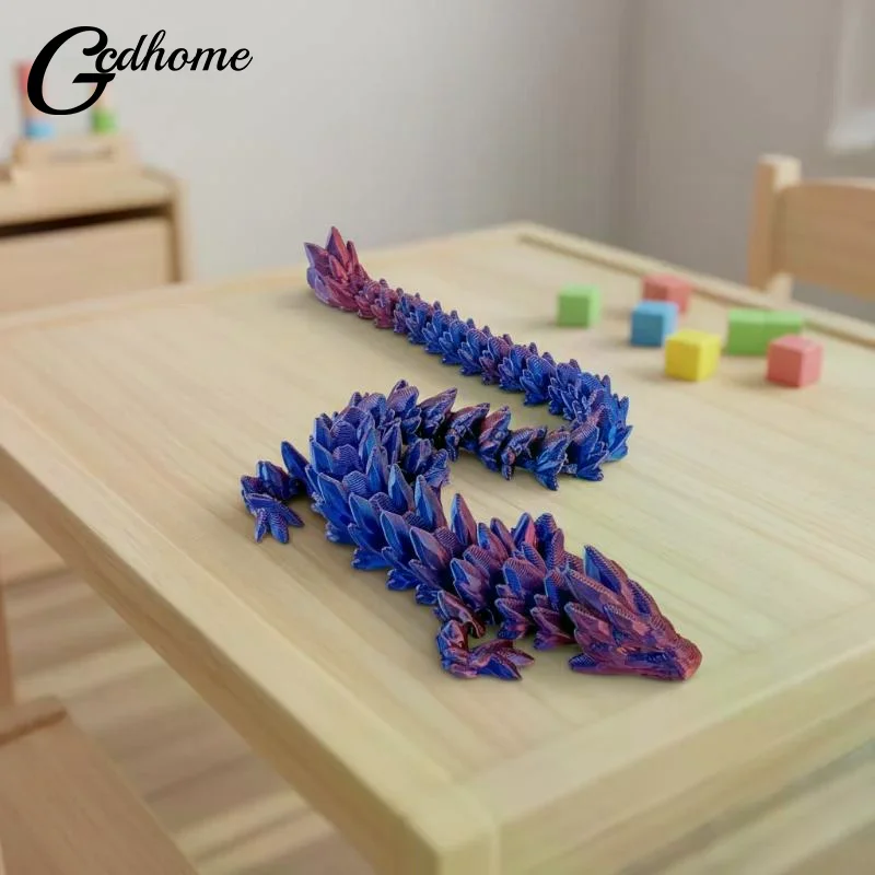 3D Iridescent Gemstone Dragon Figurine Plastic Desktop Ornament for Creative Home Office Decor