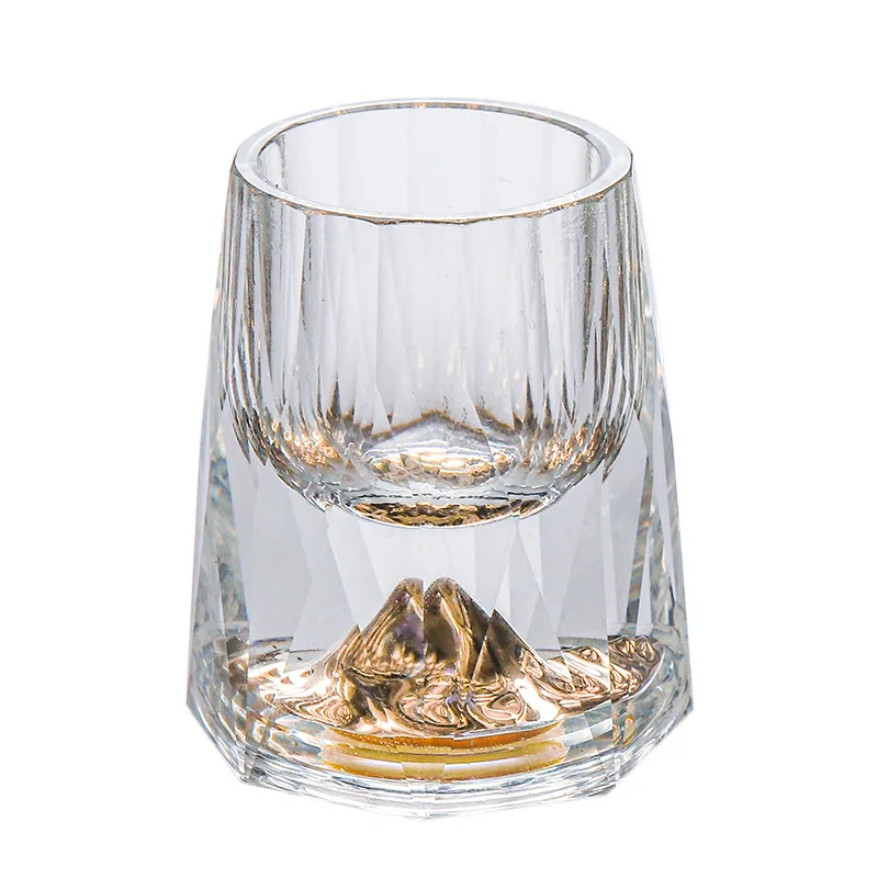

New Chinese Style Gold Foil White Wine Cup Small One Bite Glasses Crystal Splitter 12ML