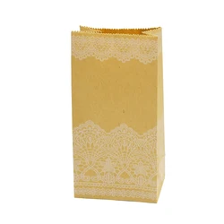 Kraft Paper Bags Mini Stand Up Dot Bags Child Party Birthday Food Paper Kraft Seal Gift Packing Treat Bag Supplies 9X6X18cm