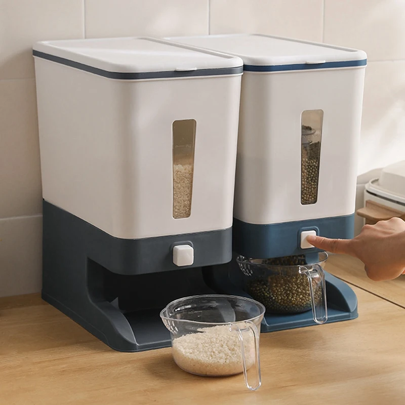 Sealed Grain Container Storage Household Cereal Rice Box Dispenser Bucket Rice Cans 10KG-A