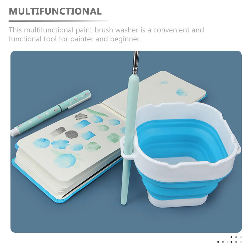 Folding Pencil Holder Painting Accessories Basins Silicone Buckets Portable Washer Tools Washing Plastic Oil Cleaner