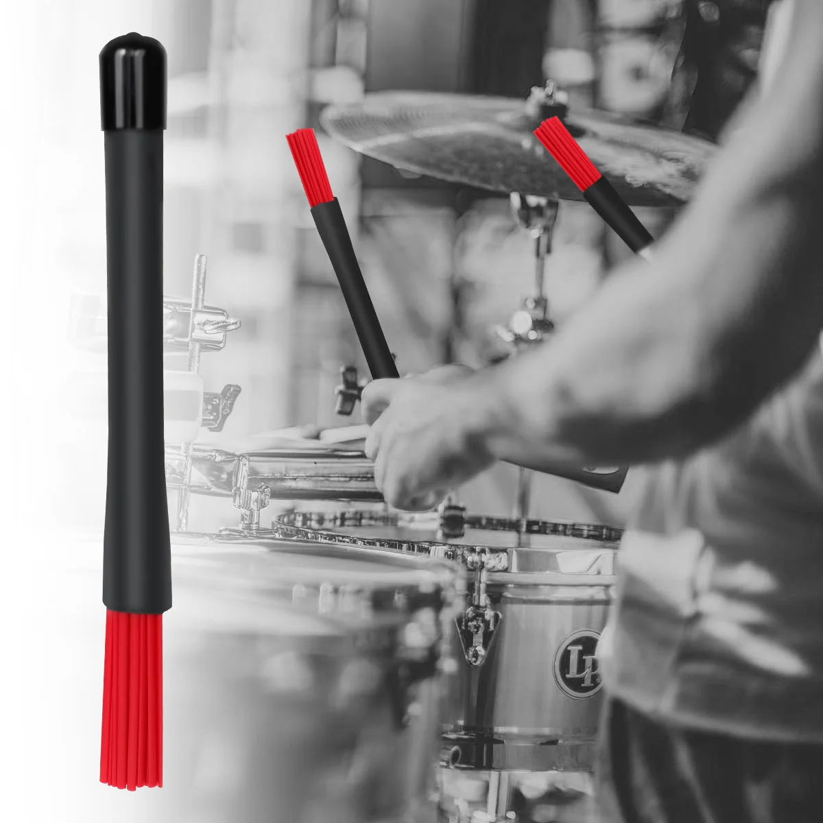 

Drumstick for Percussion Instrument Stick Jass Drum Accessories Red Color Easy Handle Skid Proof Durability Nylon End