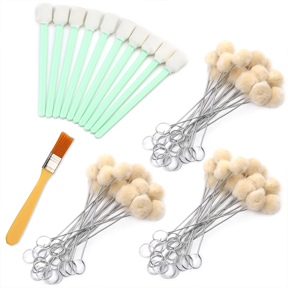 50/100 Pcs Wool Daubers Set Leather Dye Brush with Cleaning Swab Sticks for Leather Dying Leather Making DIY Crafts Tools Kit