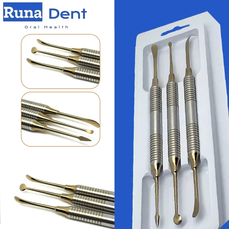 3Pcs/Kit Titanium Periosteal Elevator Dental Implant Separator Retracting Reflecting Instrument Set