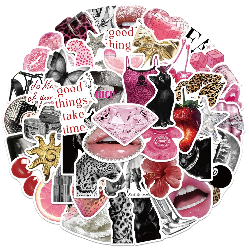 10/30/50 Stück Rosa Punk Y2K Cartoon Graffiti Aufkleber Retro Ästhetische Sticker Spielzeug Wasserdicht DIY Notizbücher Handyhülle