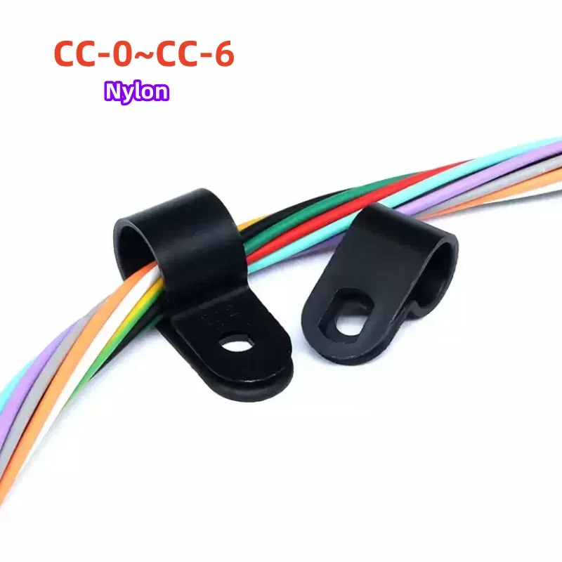 10PCS Plastic P Clips Black Hose Fasteners Cable R-Type Nylon Cable Clamp Mounting Fix Hardware Electrical Fittings Cable Clips