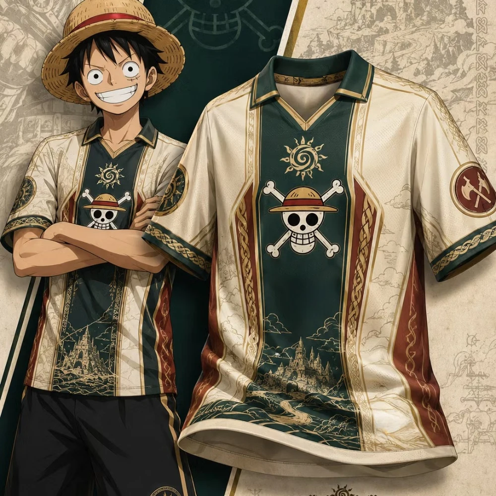 Summer New Special Edition ONE PIECE Luffy Short Sleeve Collar T-shirt Jersey Men Women T-shirt Oversized Breathable Sweatshirt