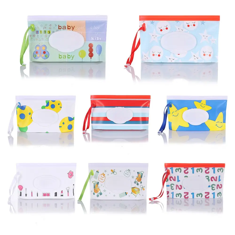 1 stücke Nette Nützliche Tragetasche Snap-Strap Baby Produkt Flip-Cover Kinderwagen Zubehör Tissue Box Feuchttücher Tasche kosmetische Tasche