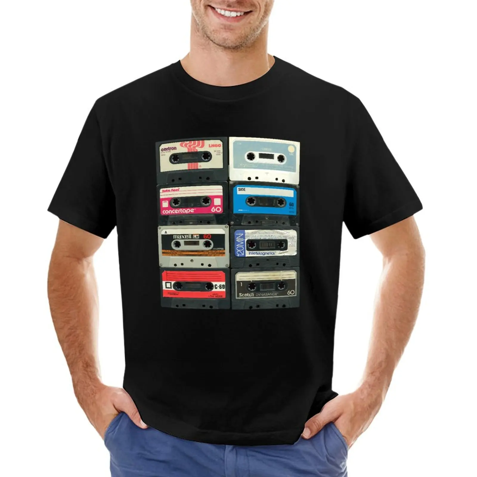 70's 80's cassettes! T-Shirt blanks plain summer top designer shirts men workout shirt