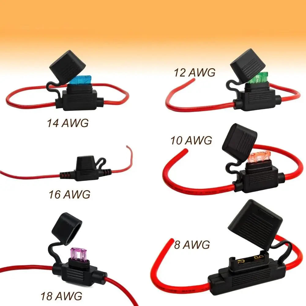 Fusível automotivo profissional 12v 30a, 12/14/16/18 awg, à prova d'água, torneira, à prova de respingos, suporte de fusível em linha, acessórios para carro