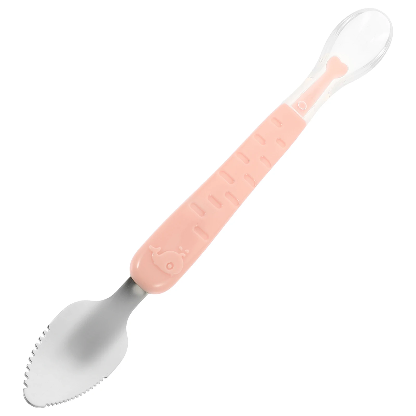 

Double Head Baby Spoon 304 Stainless Steel Food Scrape Puree Serrated Edge Fruit Sweet Potato Silicone Feeding Storage Box