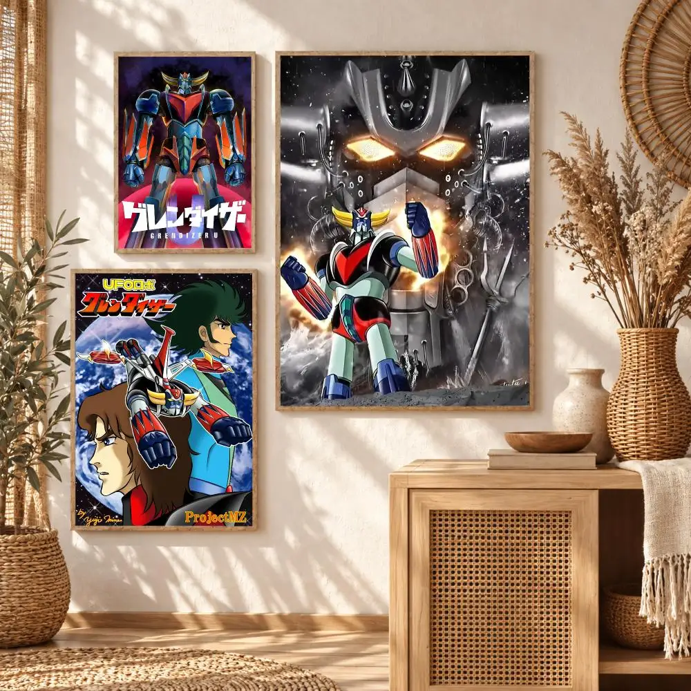 Retro Mecha Anime U-UFO Robot Grendizer Painting Calligraphy Modern Canvas Wall Art Prints for Living Room Decor | Wall Decals