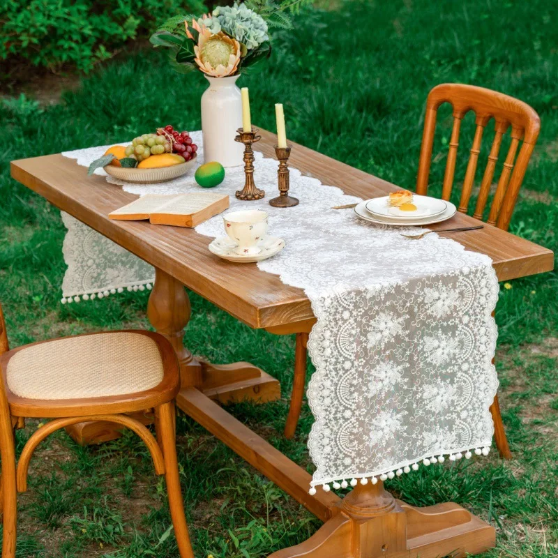 1pc Lace Embroidered Lace Table Runner,Kitchen Cup Table Mat Food Fruit Plate Table Runner Christmas Decoration