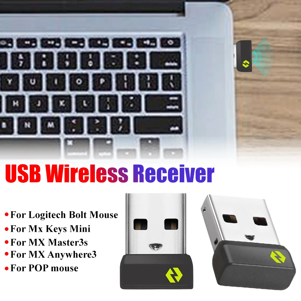 

USB Wireless Receiver For Logitech Bolt USB-A Dongle Adapter Multi-Device Receivers For Mx Keys mini/K860/ POP Keys/POP mouse