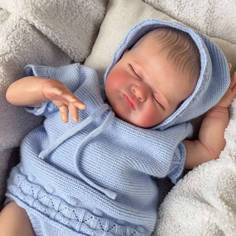 

49CM Max Newborn Baby Boy Doll Touch Soft Asleep Hand-draw Hair Lifelike 3D Skin with Visible Veins High Quality Reborn Dolls