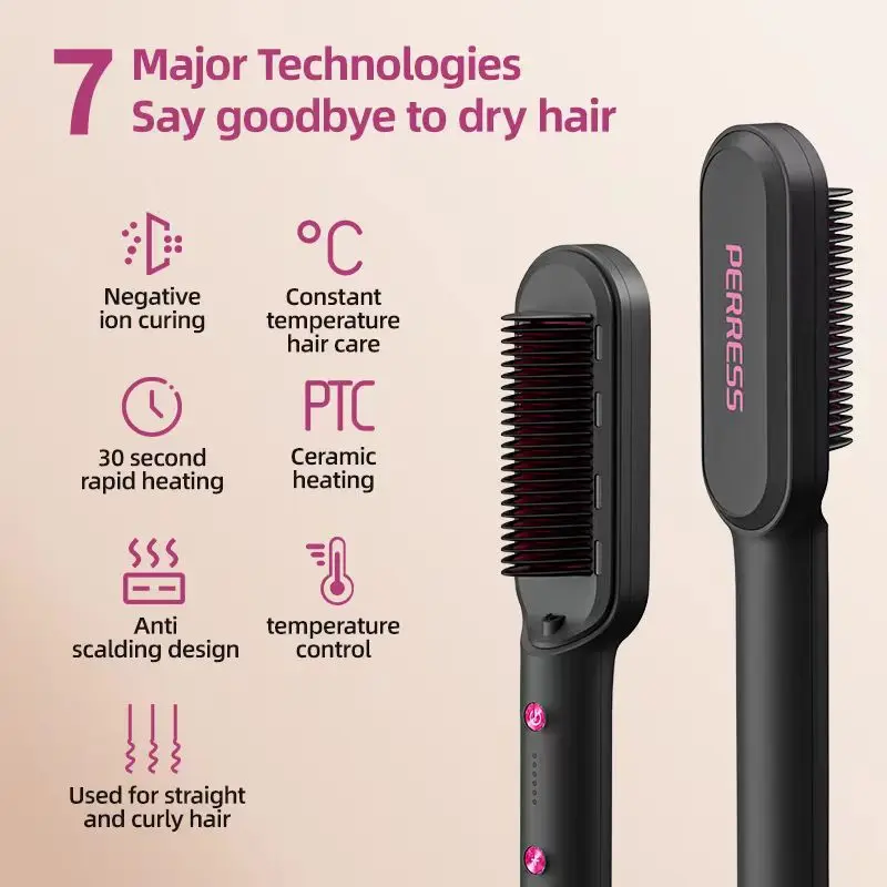 Electric Hot Comb Multifunctional Straight Comb Negative Ion Anti Scalding Styling Tool Straightening Brush Hair Straightener