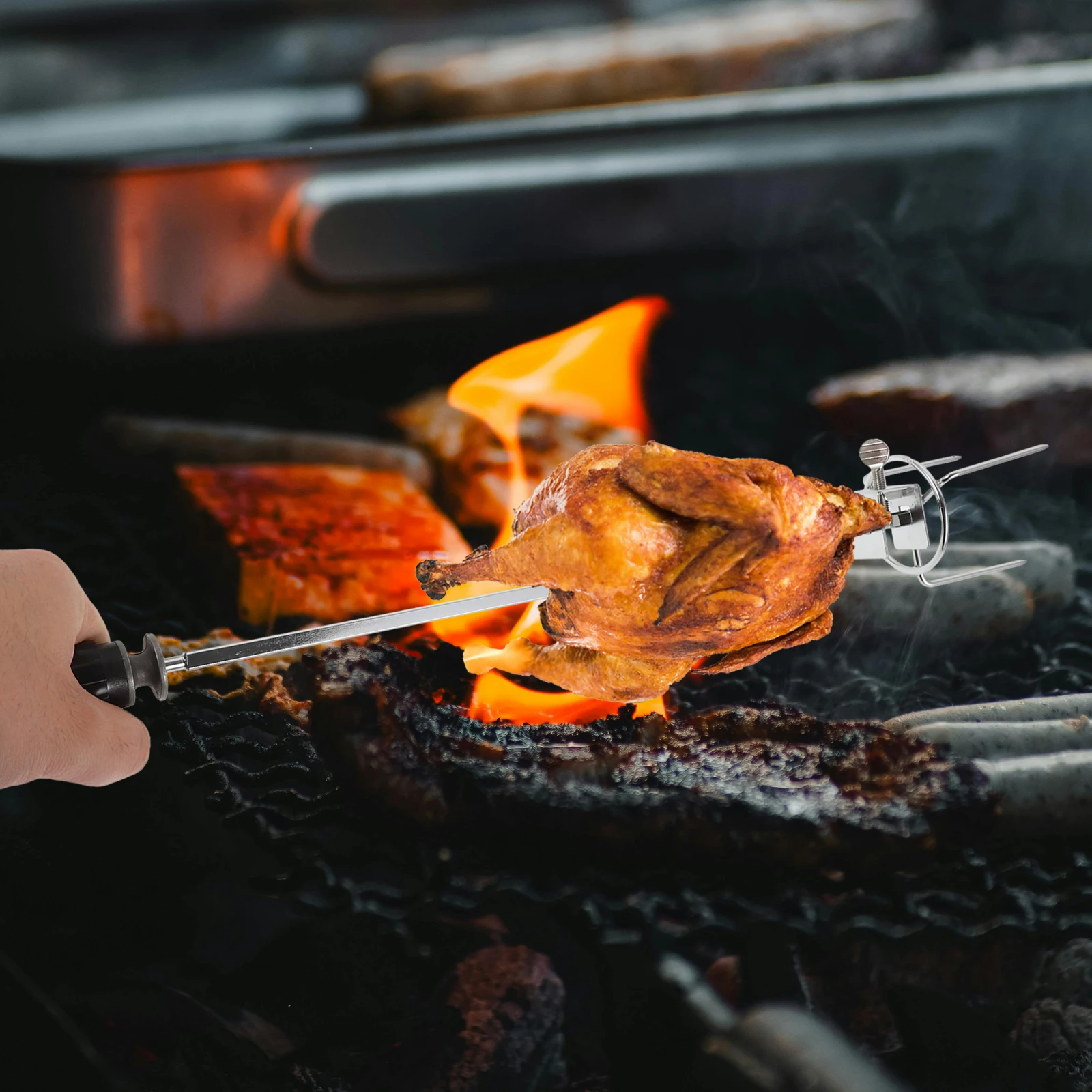 

Stainless Steel BBQ Fork Rotisserie Chicken Roast Forks Meat Skewer Grill Tools Cooking Spit Rods Outdoor Barbecue Kitchen