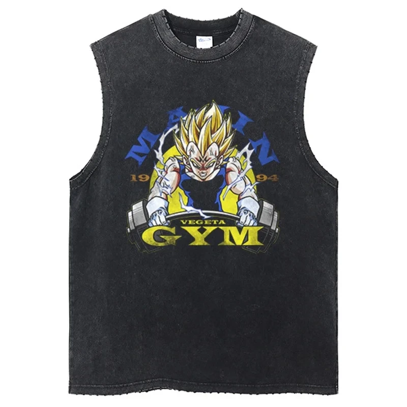 Dragon Ball Anime dos homens camiseta extragrande, streetwear Hip Hop, camiseta lavada, camiseta de algodão de manga curta verão, tops vintage