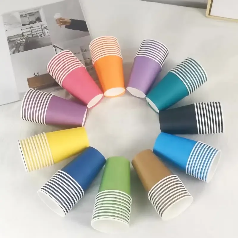 Pure Colour Party Disposable Paper Cups Juice Cup DIY Decoration Baby Shower Kids Birthday Wedding Picnic Tableware Supply