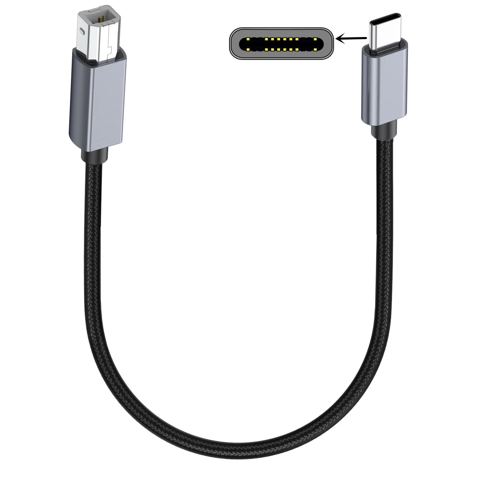 USB Type-C to USB Type B Cable for New MacBook Pro HP Canon Brother Epson Dell Samsung Printer Type C Printer Scanner Cord