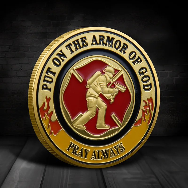 Souvenir Coin American Firefighter Commemorative Coin Heroic Firefighter Honor Emblem Metal Craft